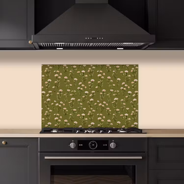 Landelijk - Bloemen - Groen keuken achterwand spatscherm klein 900 -sfeer1