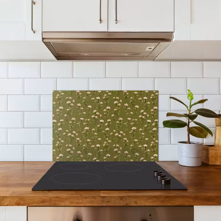 Landelijk - Bloemen - Groen keuken achterwand spatscherm klein 900 -sfeer2