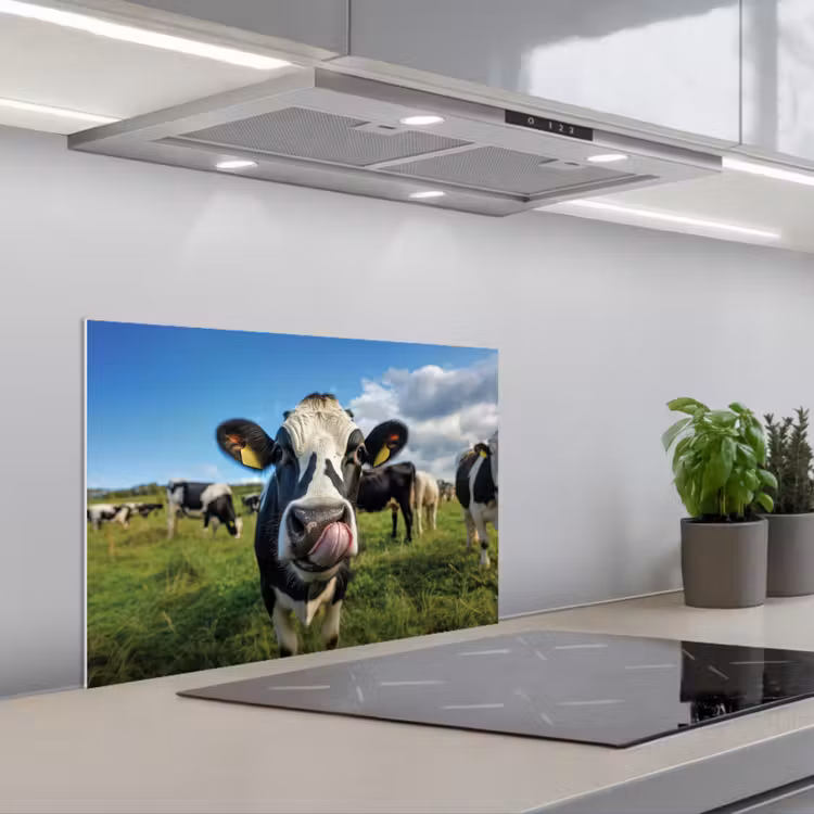 Koe - Tong - Weide keuken achterwand spatscherm klein -3d_schuin