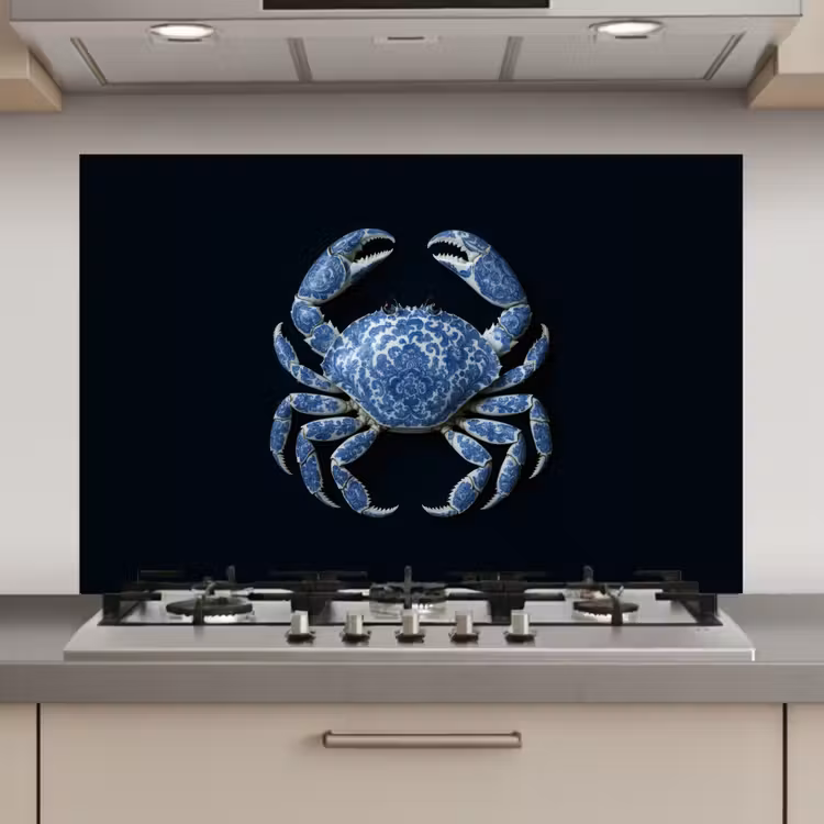 Krab - Delfts blauw - Dieren keuken achterwand spatscherm klein -3d_website