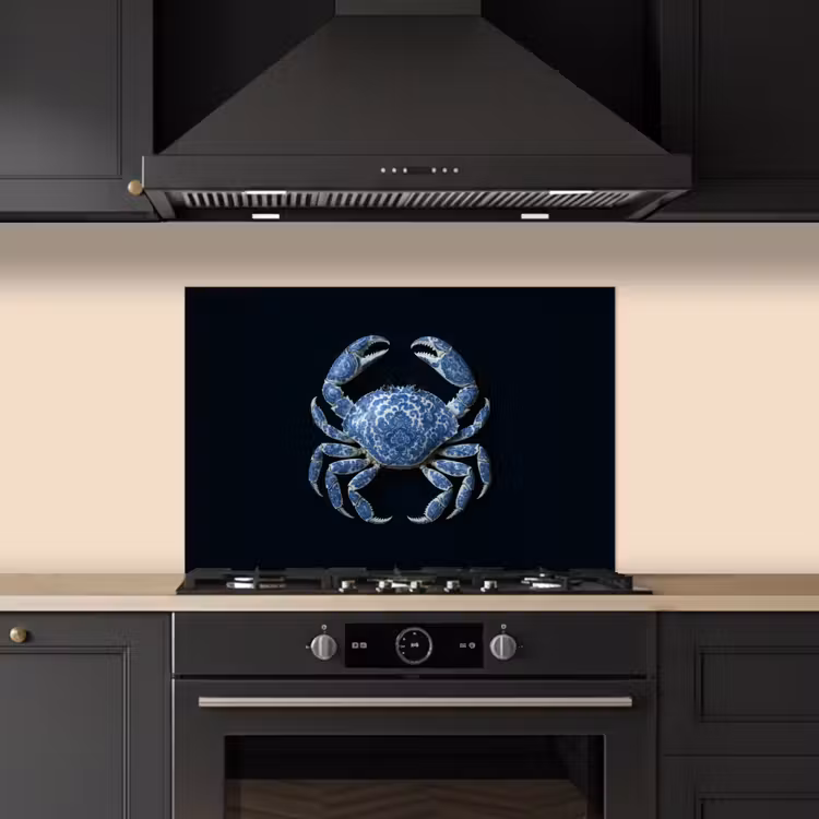 Krab - Delfts blauw - Dieren keuken achterwand spatscherm klein -sfeer1