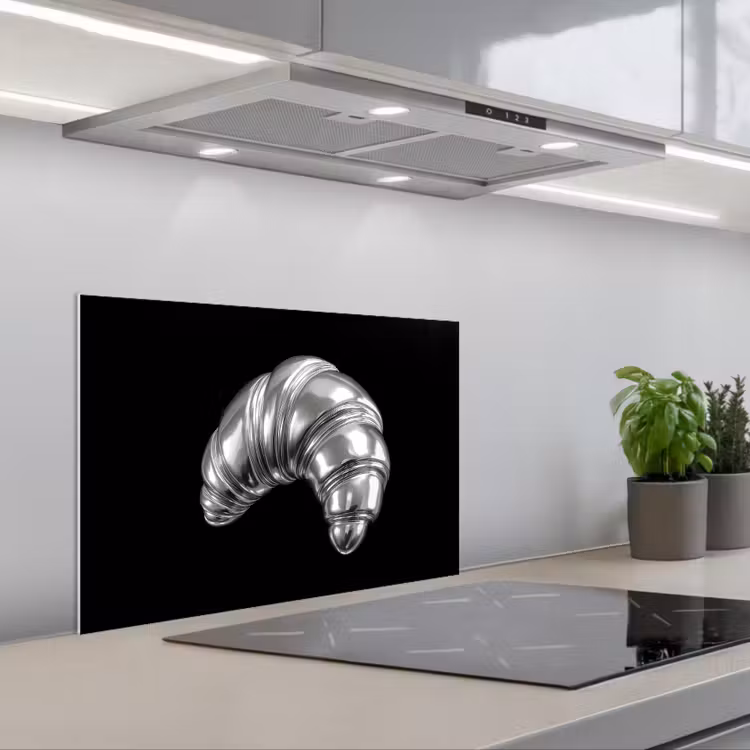 Croissant - Metaal - Zilver keuken achterwand spatscherm klein -3d_schuin