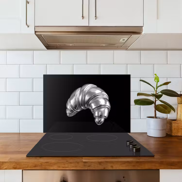 Croissant - Metaal - Zilver keuken achterwand spatscherm klein -sfeer2