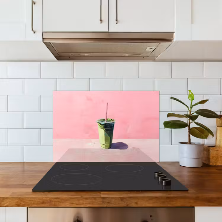 Beker - Rietje - Minimalistisch - Groen keuken achterwand spatscherm klein -sfeer2