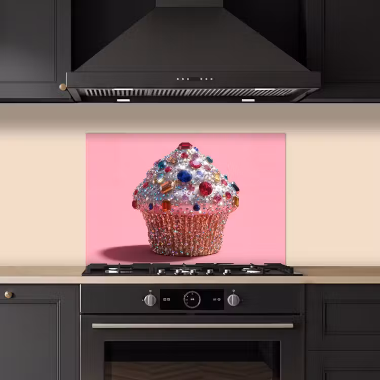 Cupcake - Kleurrijk - Edelstenen keuken achterwand spatscherm klein -sfeer1