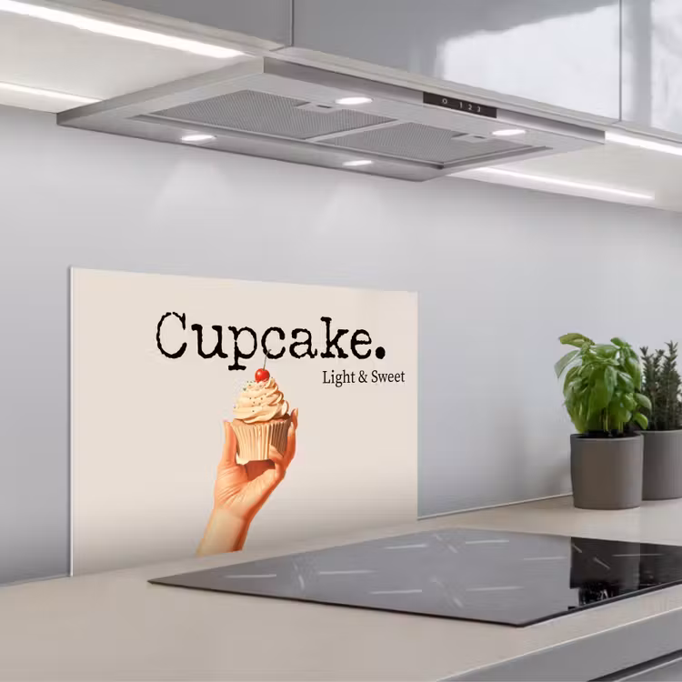 Cupcake - Zoet - Kers keuken achterwand spatscherm klein -3d_schuin