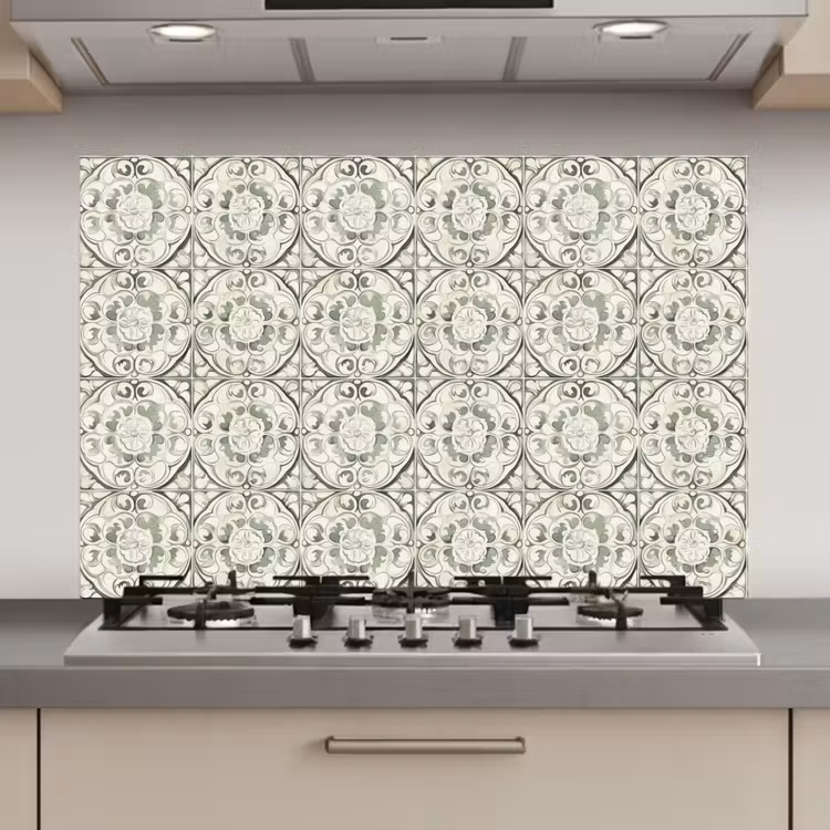Krulornament - Tegel - Groen keuken achterwand spatscherm klein 900 -3d_website