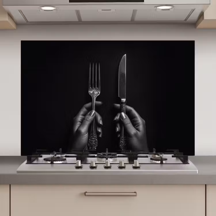Bestek - Zwart - Wit keuken achterwand spatscherm klein -3d_website