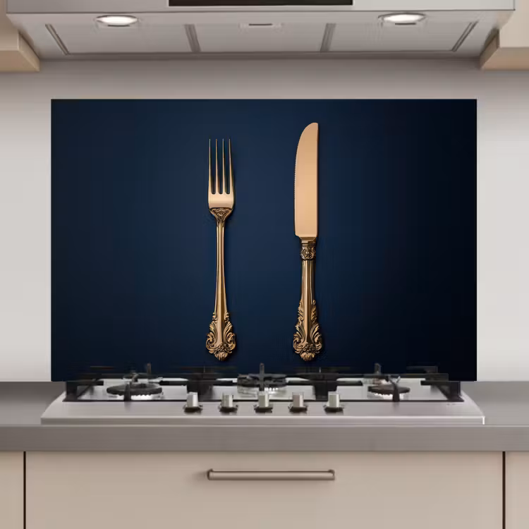 Bestek - Donkerblauw - Goud keuken achterwand spatscherm klein -3d_website