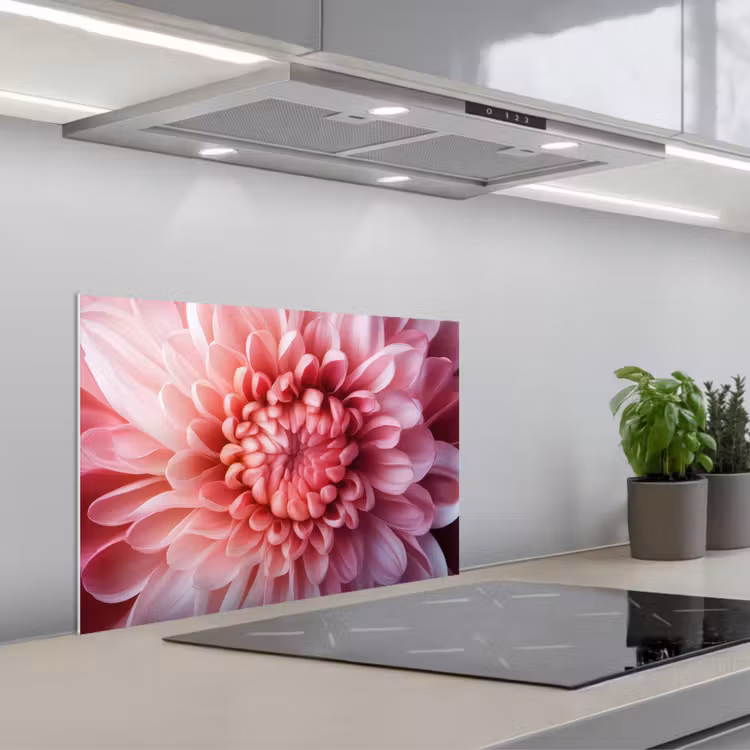Dahlia - Bloem - Close up - Roze keuken achterwand spatscherm klein -3d_schuin