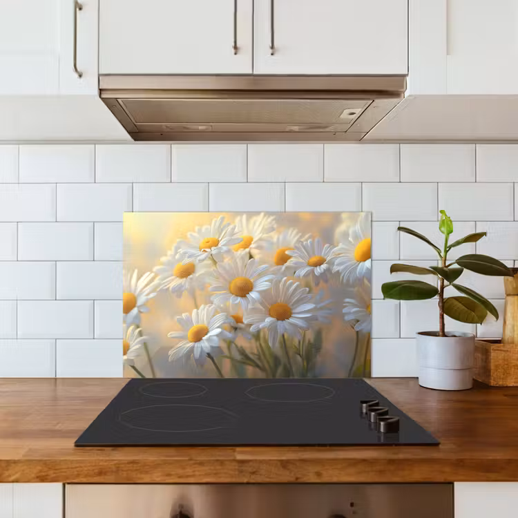 Madeliefjes - Wit - Zonlicht keuken achterwand spatscherm klein -sfeer2