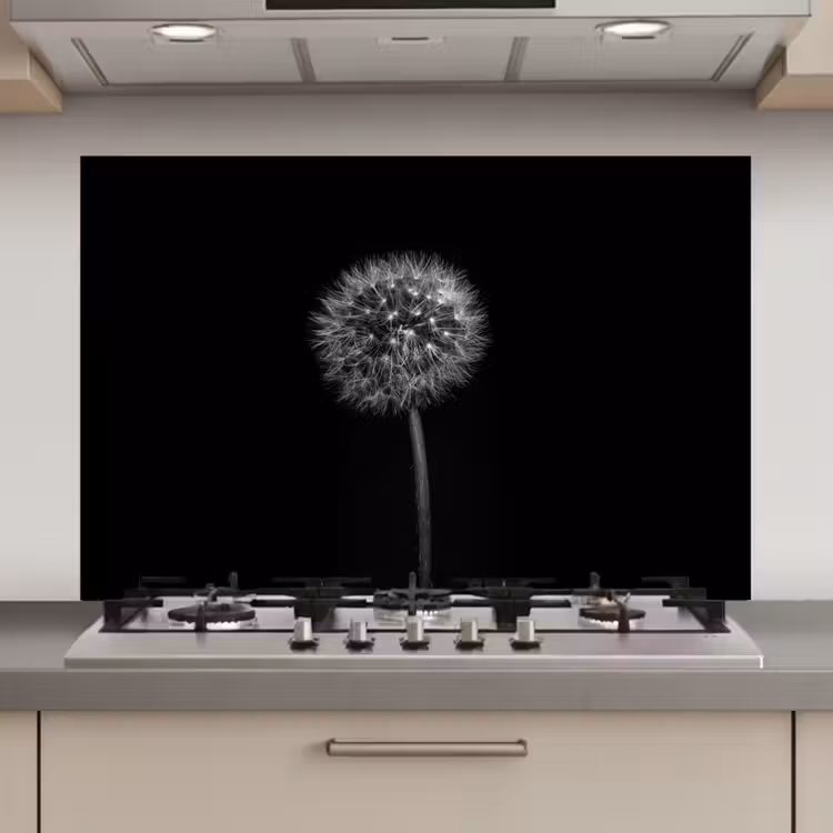 Paardenbloem - Zwart - Bloemen - Botanisch keuken achterwand spatscherm klein -3d_website