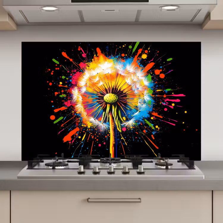Paardenbloem - Graffiti - Kleurrijk - Bloemen - Natuur keuken achterwand spatscherm klein -3d_website