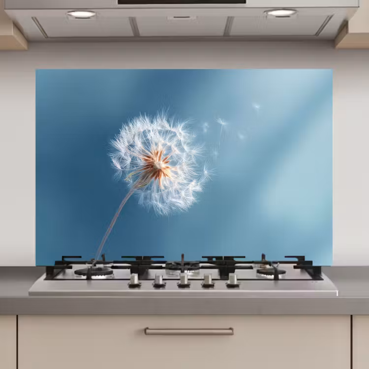Paardenbloem - Wind - Blauw keuken achterwand spatscherm klein -3d_website