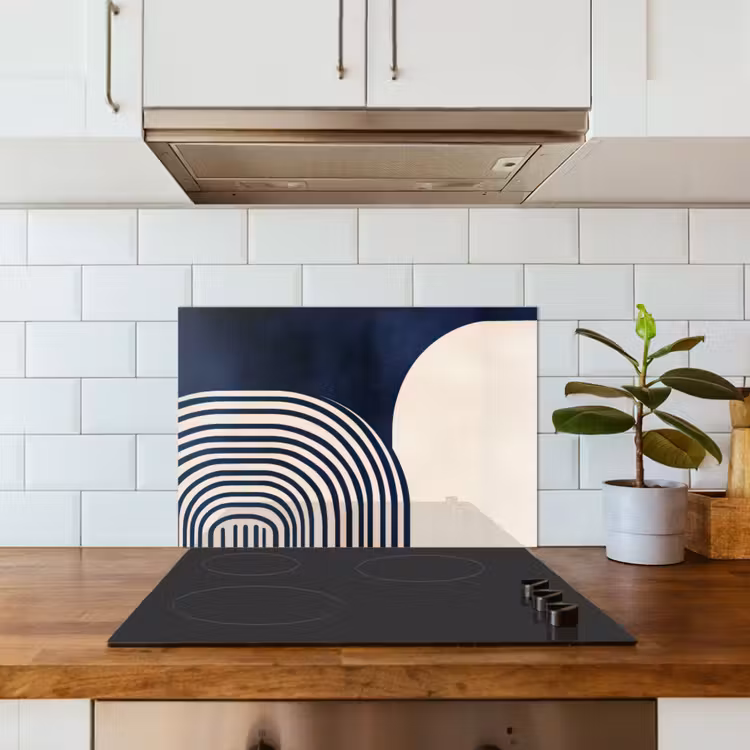 Donkerblauw - Abstract - Lijnen keuken achterwand spatscherm klein -sfeer2