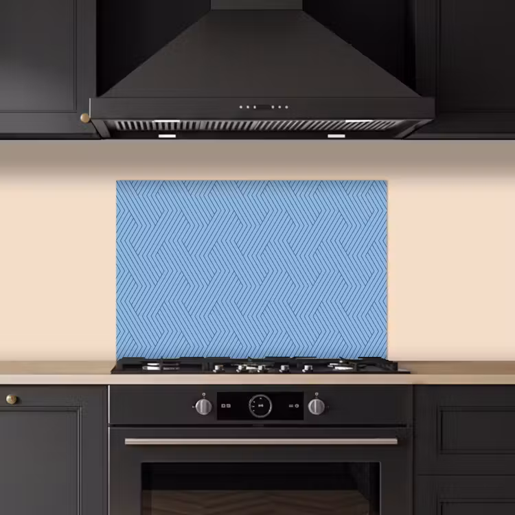 Donkerblauw - Patroon - Lijnen keuken achterwand spatscherm klein 900 -sfeer1