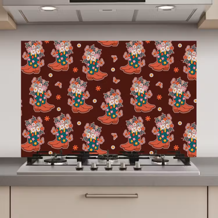 Donker - Cowboy - Laars - Patroon keuken achterwand spatscherm klein 900 -3d_website