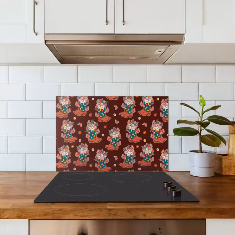 Donker - Cowboy - Laars - Patroon keuken achterwand spatscherm klein 900 -sfeer2