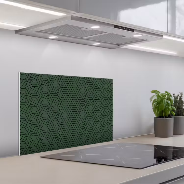 Donkergroen - Patroon - Lijnen - Zwart keuken achterwand spatscherm klein 900 -3d_schuin