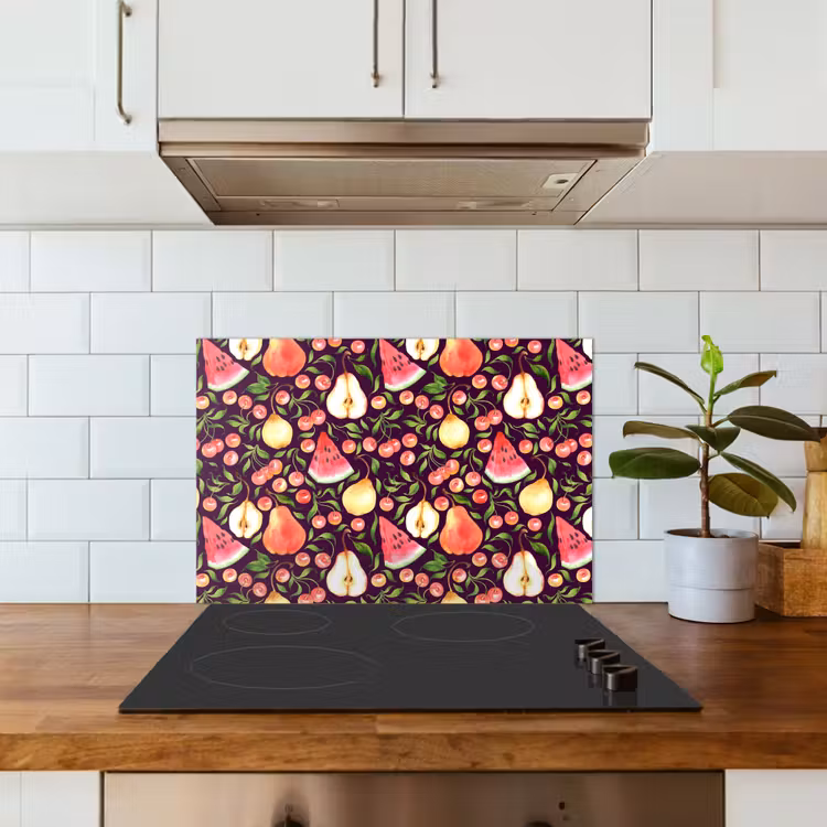 Donker - Bladeren - Fruit - Patroon keuken achterwand spatscherm klein 900 -sfeer2