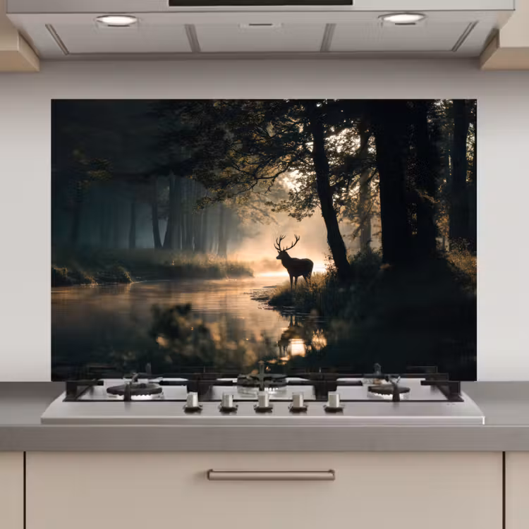 Hert - Bosbeek - Mystiek keuken achterwand spatscherm klein -3d_website