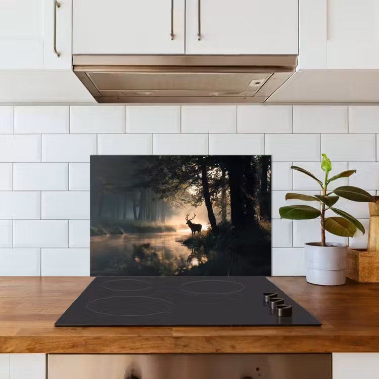 Hert - Bosbeek - Mystiek keuken achterwand spatscherm klein -sfeer2