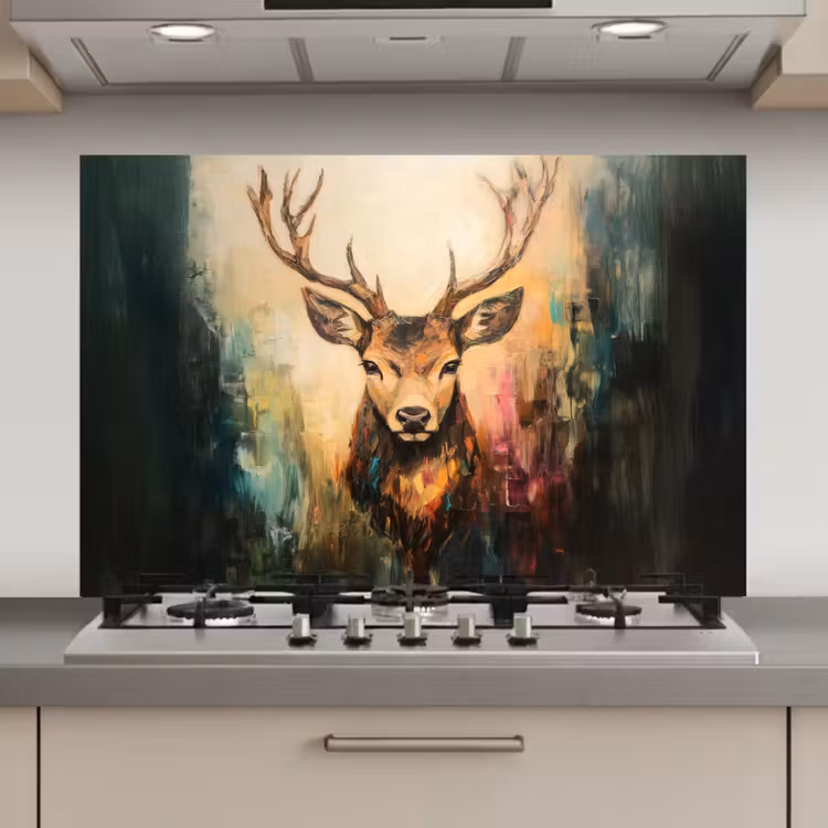 Hert - Geverfd - Gewei - Bruin keuken achterwand spatscherm klein -3d_website