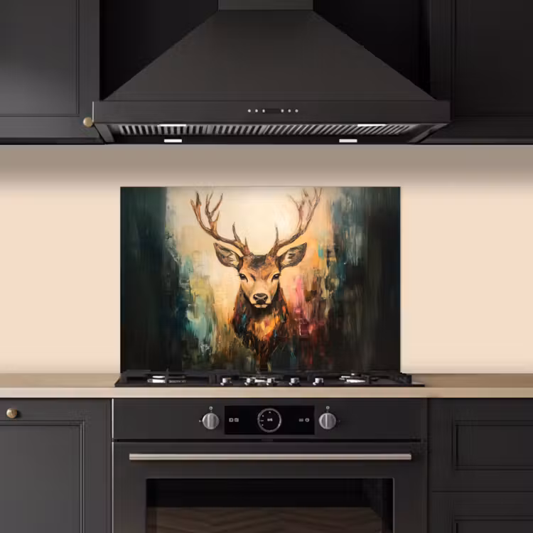 Hert - Geverfd - Gewei - Bruin keuken achterwand spatscherm klein -sfeer1