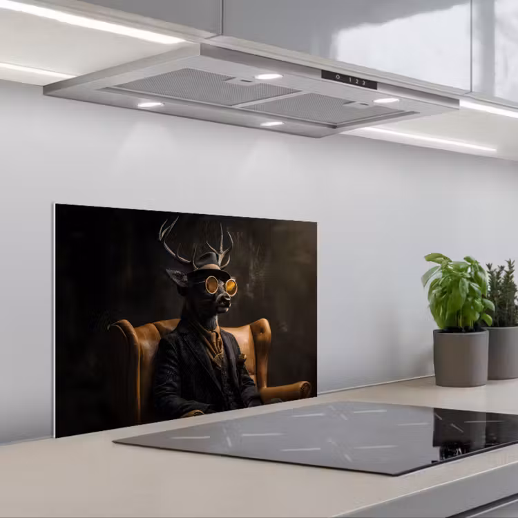 Hert - Zonnebril - Zwart - Pak keuken achterwand spatscherm klein -3d_schuin