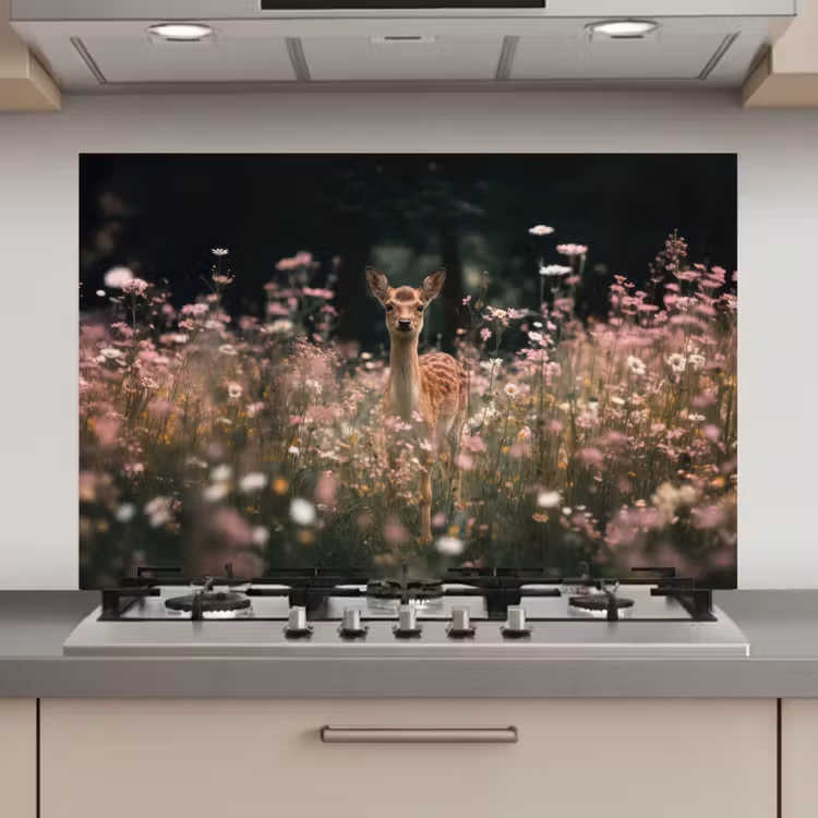 Hert - Wilde bloemen - Bos keuken achterwand spatscherm klein -3d_website