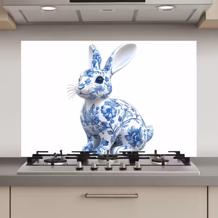 Delftsblauw - Haasje - Wit keuken achterwand spatscherm klein -3d_website
