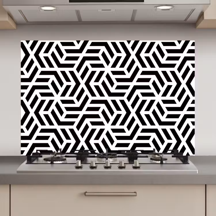Design - Geometrie - Patroon - Zwart - Wit keuken achterwand spatscherm klein 900 -3d_website
