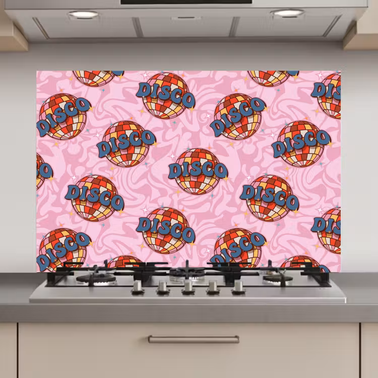 Disco - Bal - Patroon - Roze keuken achterwand spatscherm klein 900 -3d_website