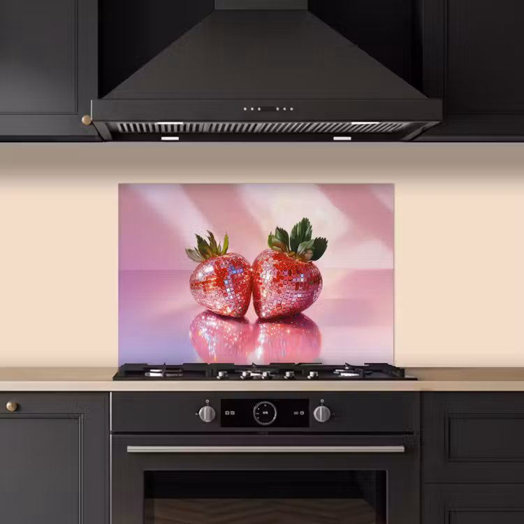 Disco - Fruit - Glitter - Strawberry keuken achterwand spatscherm klein -sfeer1