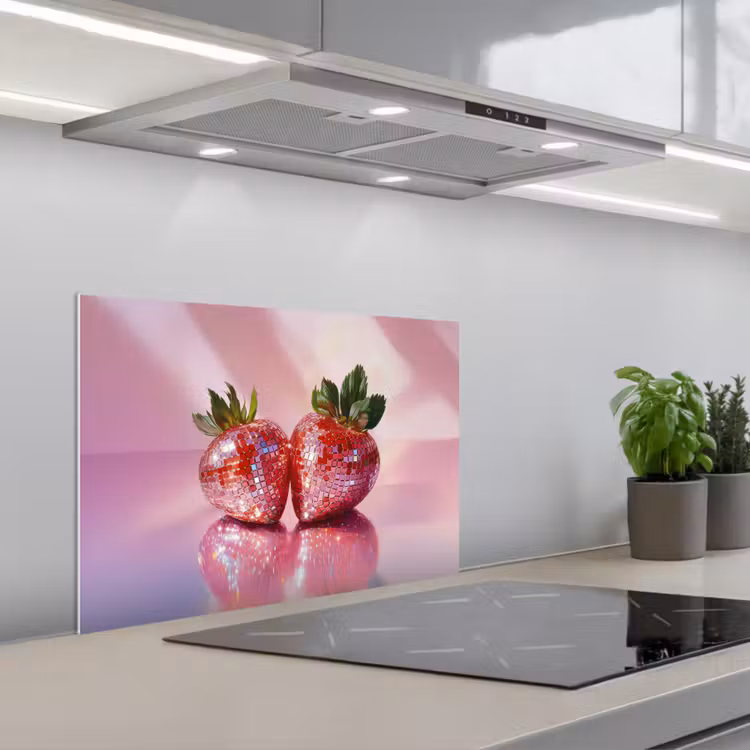 Disco - Fruit - Glitter - Strawberry keuken achterwand spatscherm klein -3d_schuin