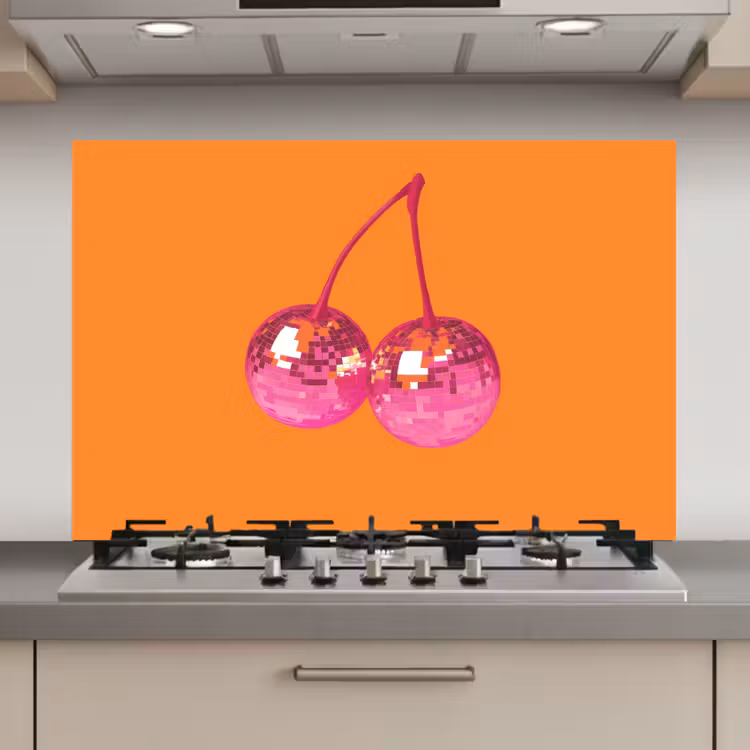 Discoballen - Kers - Spiegels - Roze keuken achterwand spatscherm klein -3d_website