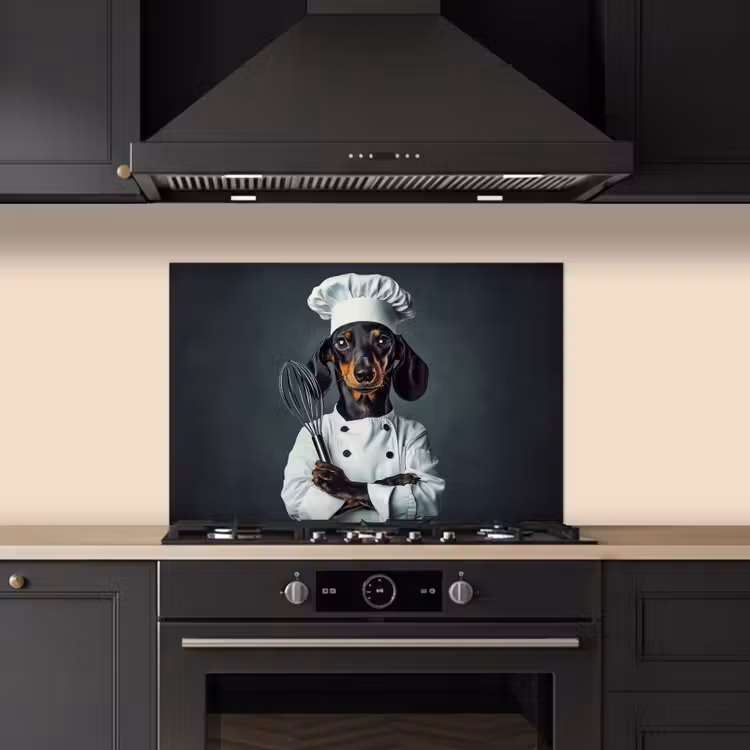 Hond - Garde - Kok keuken achterwand spatscherm klein -sfeer1