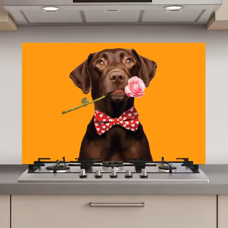 Hond - Oranje - Roos - Valentijn keuken achterwand spatscherm klein -3d_website