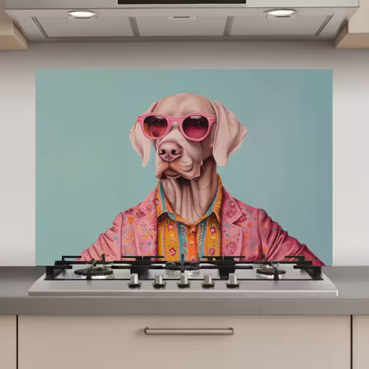Hond - Overhemd - Bloemen - Bril keuken achterwand spatscherm klein -3d_website