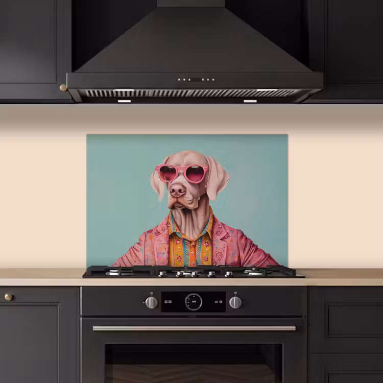 Hond - Overhemd - Bloemen - Bril keuken achterwand spatscherm klein -sfeer1