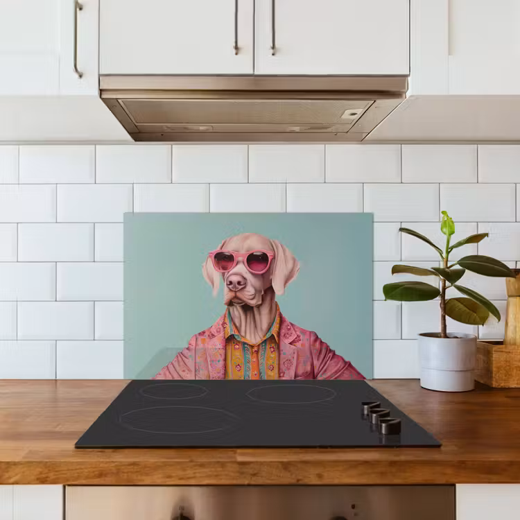 Hond - Overhemd - Bloemen - Bril keuken achterwand spatscherm klein -sfeer2