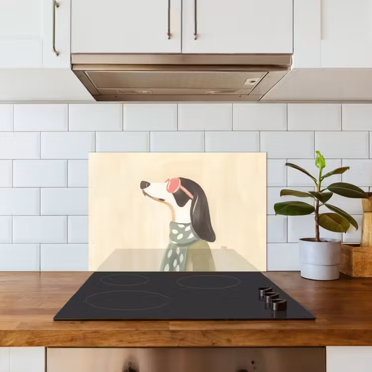 Hond - Zonnebril - Sjaal keuken achterwand spatscherm klein -sfeer2