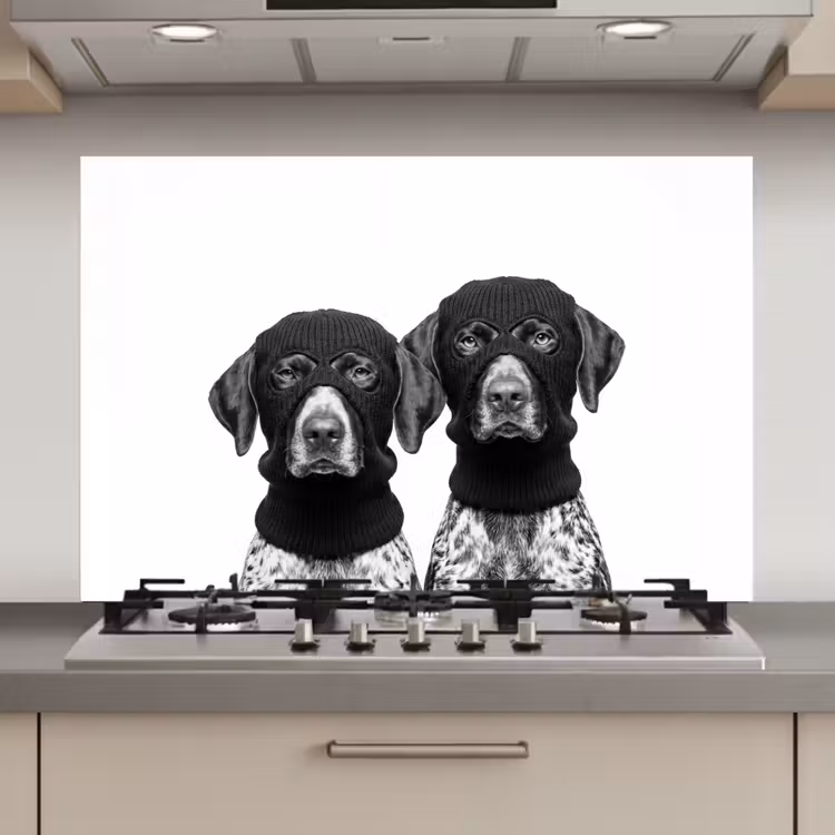 Honden - Bivakmuts - Zwart - wit keuken achterwand spatscherm klein -3d_website