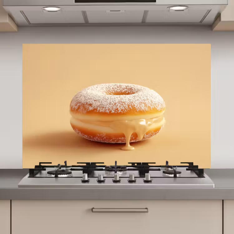 Donut - Romig - Poedersuiker - Beige keuken achterwand spatscherm klein -3d_website