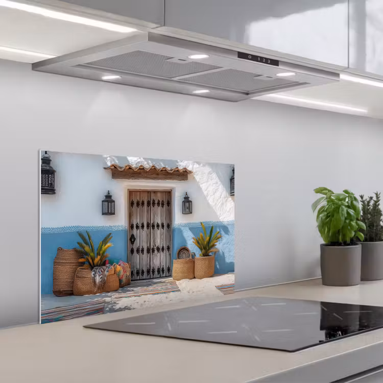 Deur - Manden - Planten keuken achterwand spatscherm klein -3d_schuin