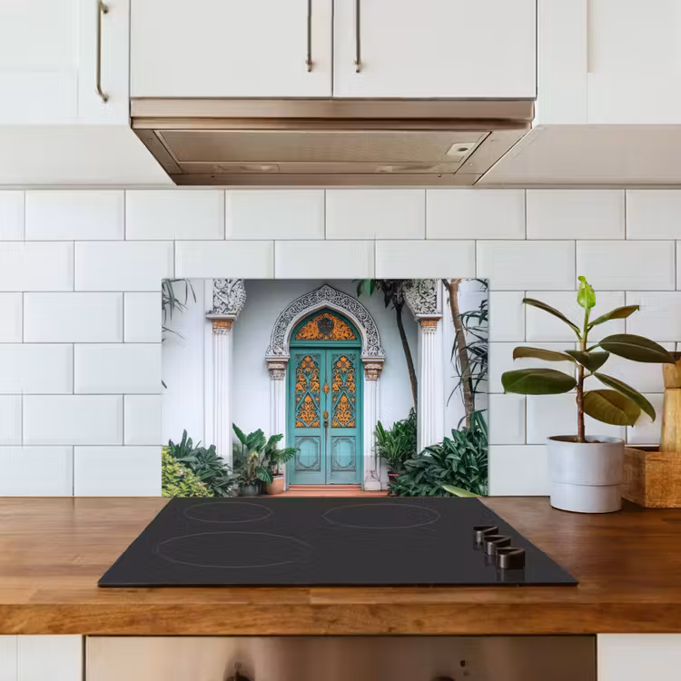 Deur - Patronen - Planten keuken achterwand spatscherm klein -sfeer2