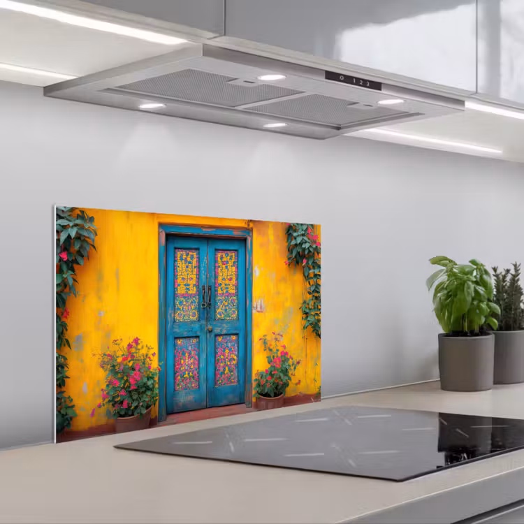Deuren - Kleurrijk - Planten keuken achterwand spatscherm klein -3d_schuin