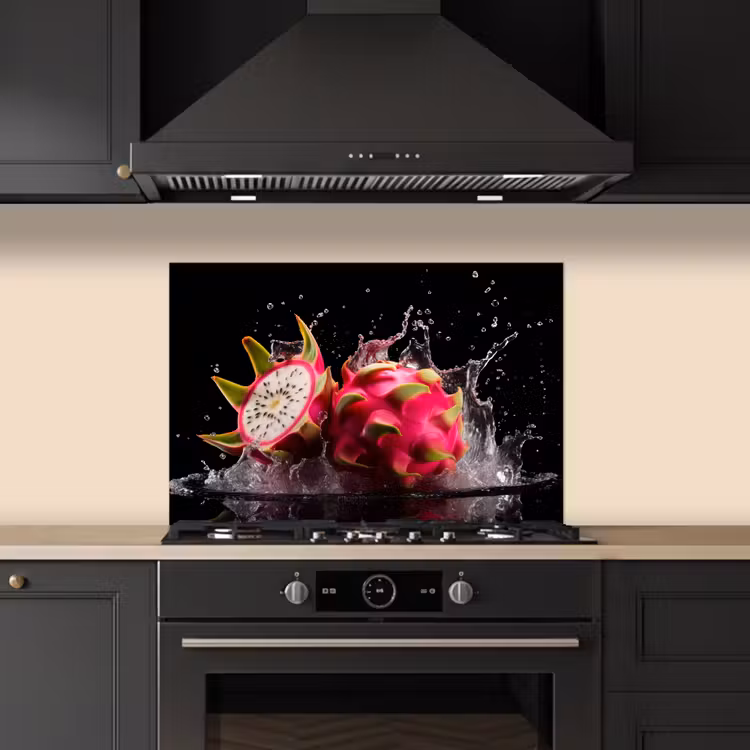 Drakenfruit - Zwart - Water - Vrucht - Fruit keuken achterwand spatscherm klein -sfeer1