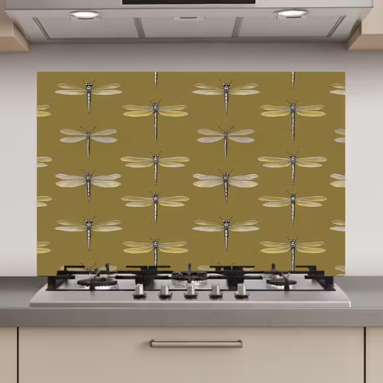 Libellen - Patroon - Groen keuken achterwand spatscherm klein 900 -3d_website