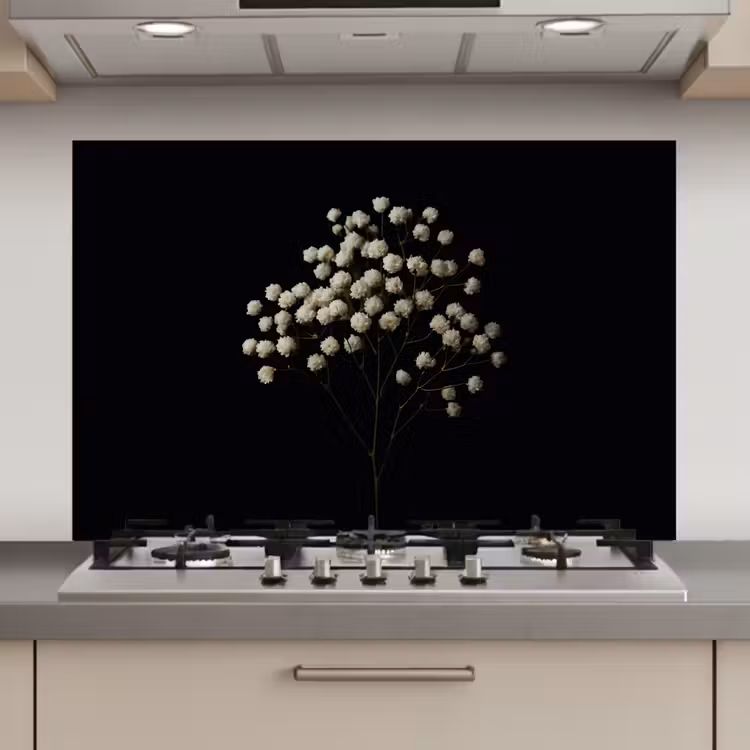 Gipskruid - Bloemetjes - Wit - Minimalistisch keuken achterwand spatscherm klein -3d_website